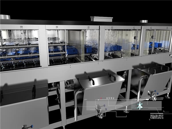 洗箱機，洗筐機，食品筐洗箱機，周轉箱清洗機，大型效率高洗箱機